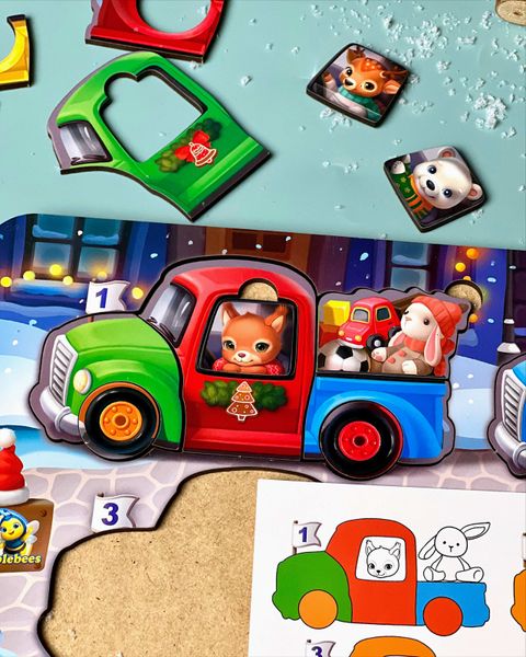 Гра з картками - Тварини на вантажівках (зима) ПСФ132 фото