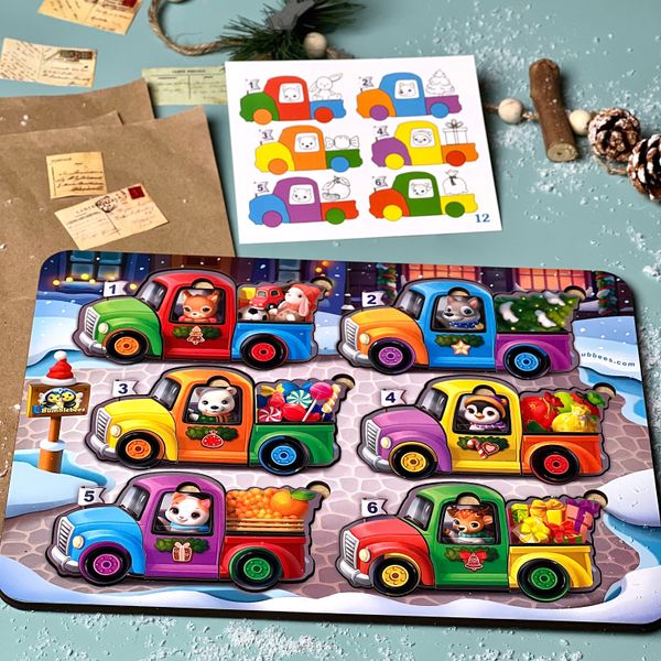 Гра з картками - Тварини на вантажівках (зима) ПСФ132 фото