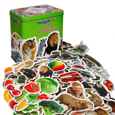 Набір магнітів "Magdum" 110 шт. тварини, фрукти, овочі, транспорт 138149 фото
